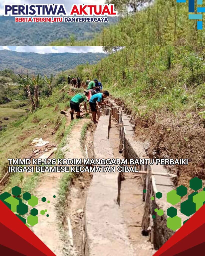 TMMD ke-126 Kodim Manggarai Bantu Perbaiki Irigasi Beamese Kecamatan Cibal