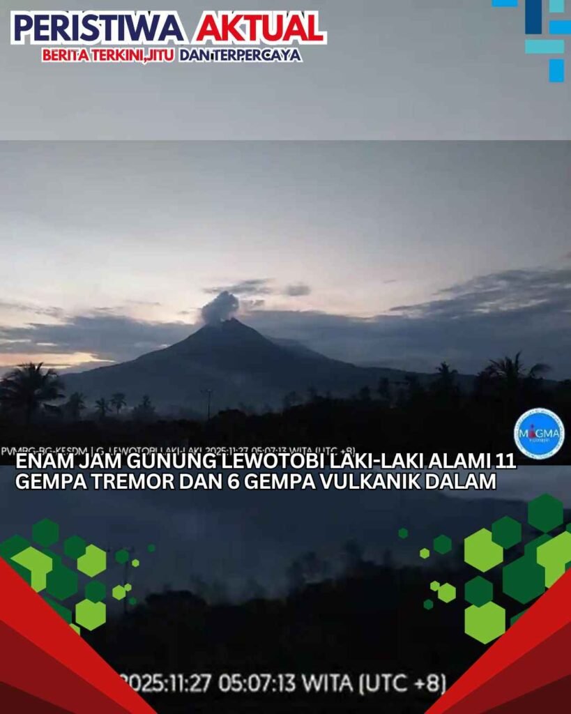 Enam Jam Gunung Lewotobi Laki-laki Alami 11 Gempa Tremor dan 6 Gempa Vulkanik Dalam