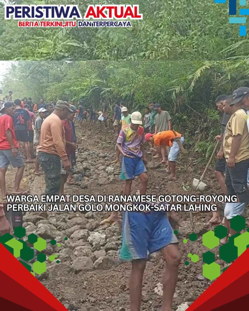 Warga Empat Desa di Ranamese Gotong-Royong Perbaiki Jalan Golo Mongkok-Satar Lahing