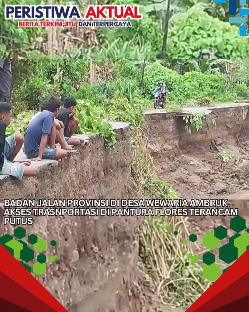 Badan Jalan Provinsi di Desa Wewaria Ambruk, Akses Trasnportasi di Pantura Flores Terancam Putus